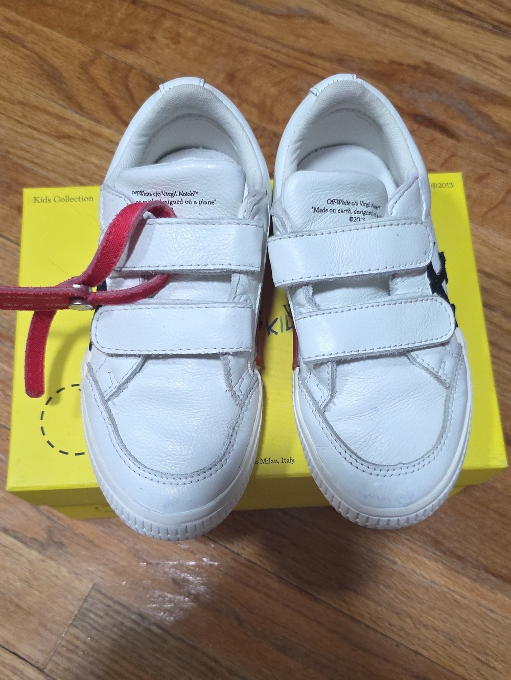 Off-White Kids White Velcro Sneakers with Red Tag
